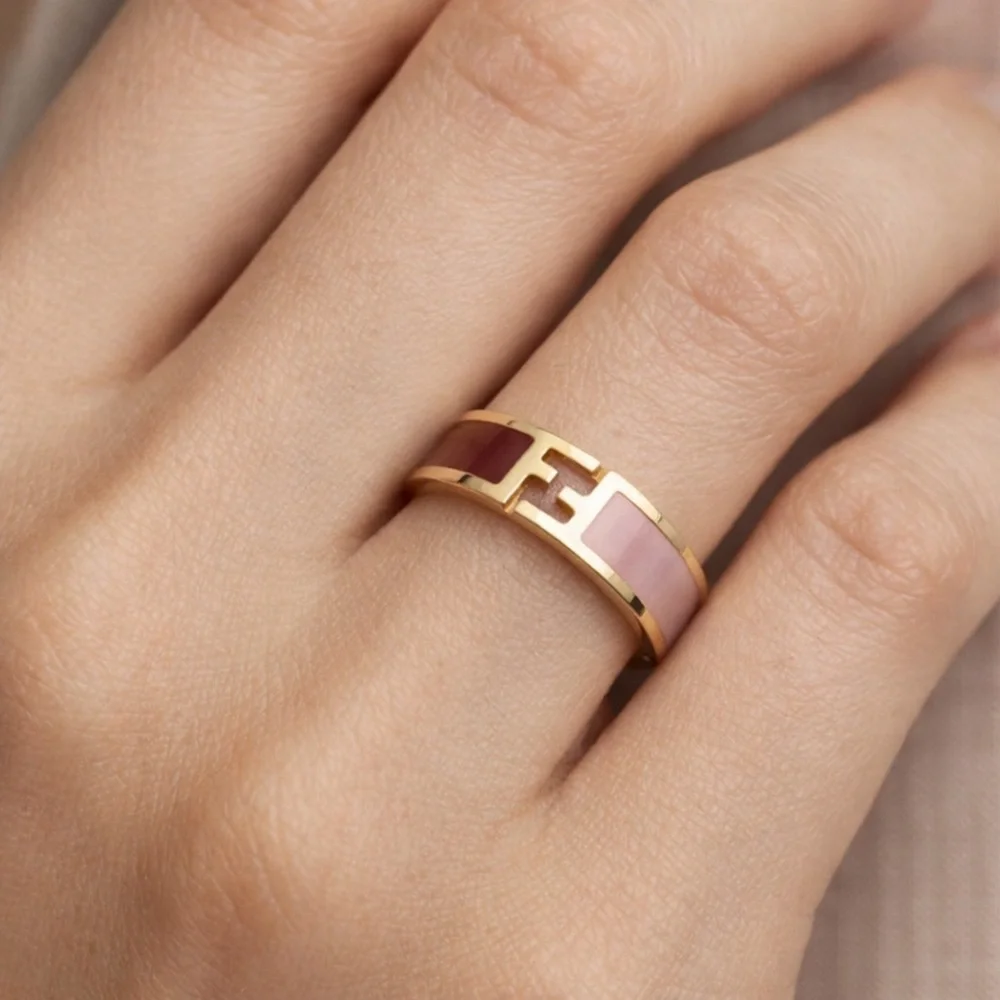 Fendi Fendista Gold and Pink Enamel Band